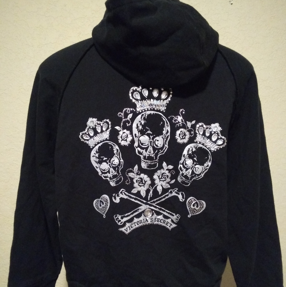Victoria secret jeweled skull zip up